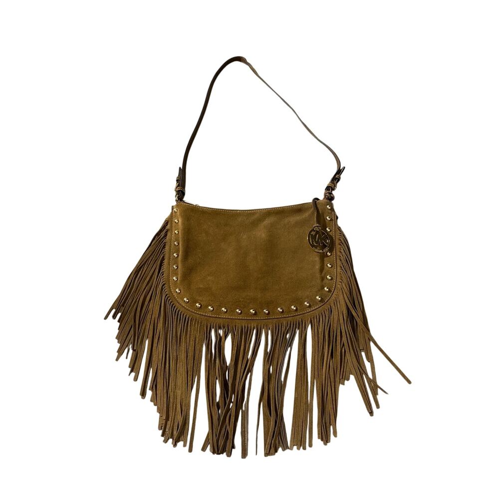 Women’s Michael Kors “Billy” Suede Fringe & studded crossbody bag